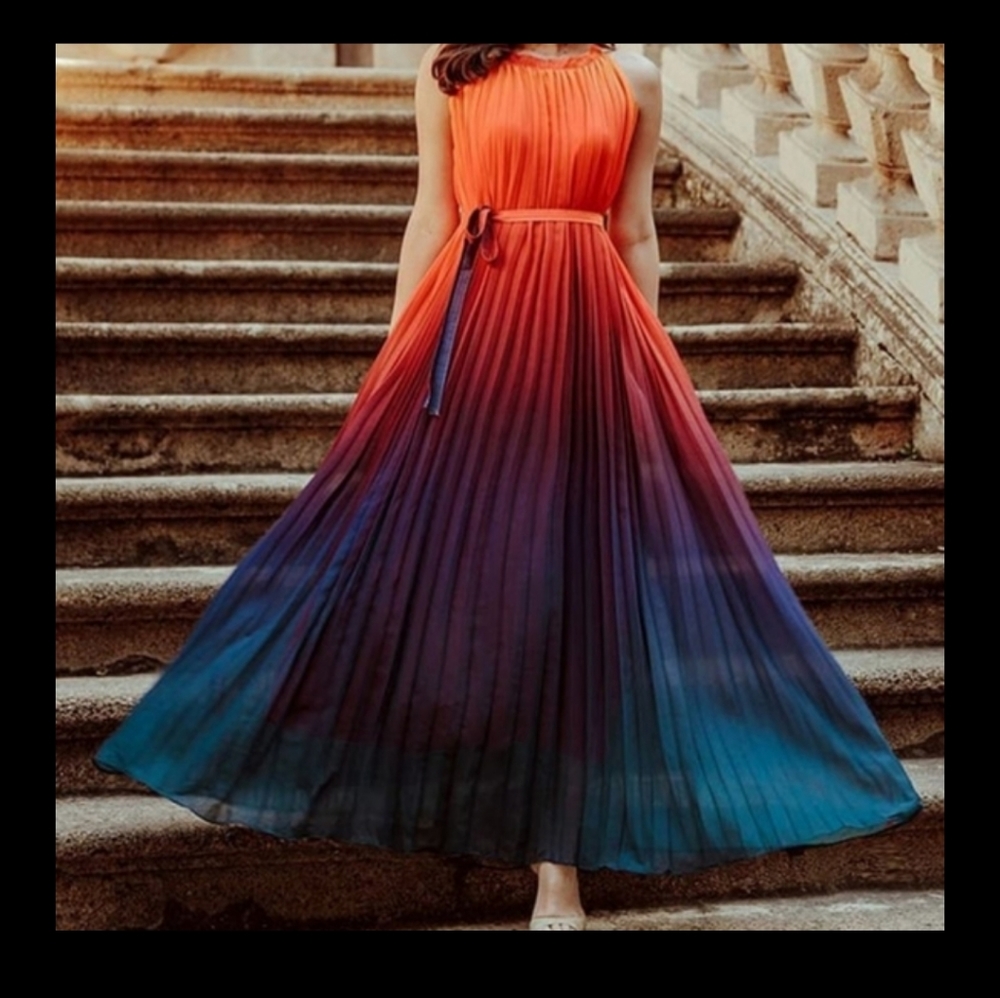 Blue and Orange Gradient Dress